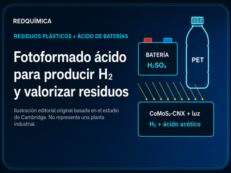 Residuos plásticos y batería de plomo-ácido junto a un reactor fotocatalítico para producir hidrógeno