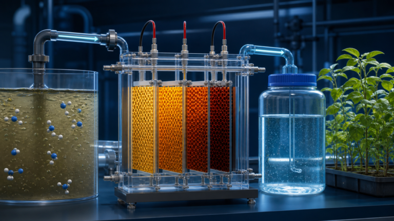 Recuperación electroquímica de amonio de aguas residuales para producir sulfato de amonio