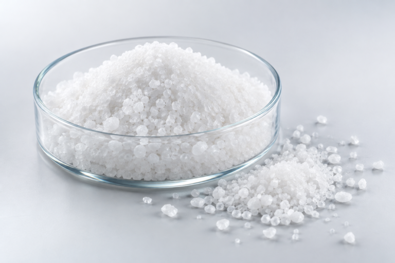 Cristales blancos de sulfato de amonio para uso industrial y agrícola